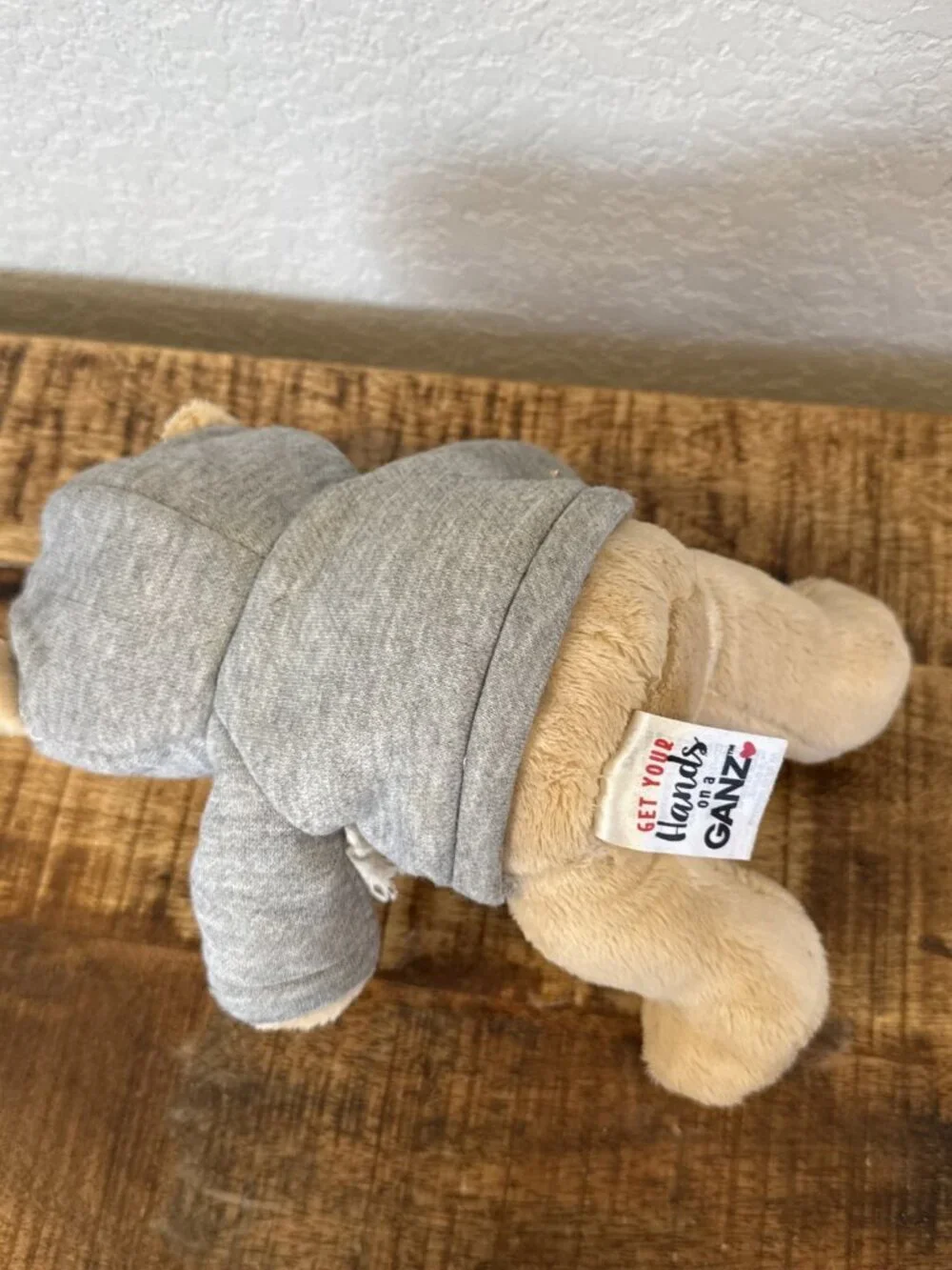 Ganz Get Well Soon Hoodie Bear Gray Hoodie Tan Bear 9” Tan Bear Plush Stuff Toy